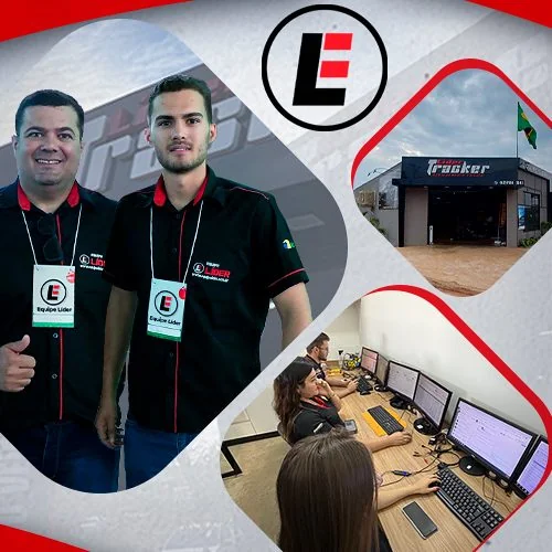 Equipe da Líder Tracker, a fachada da loja e o escritório em Inhumas